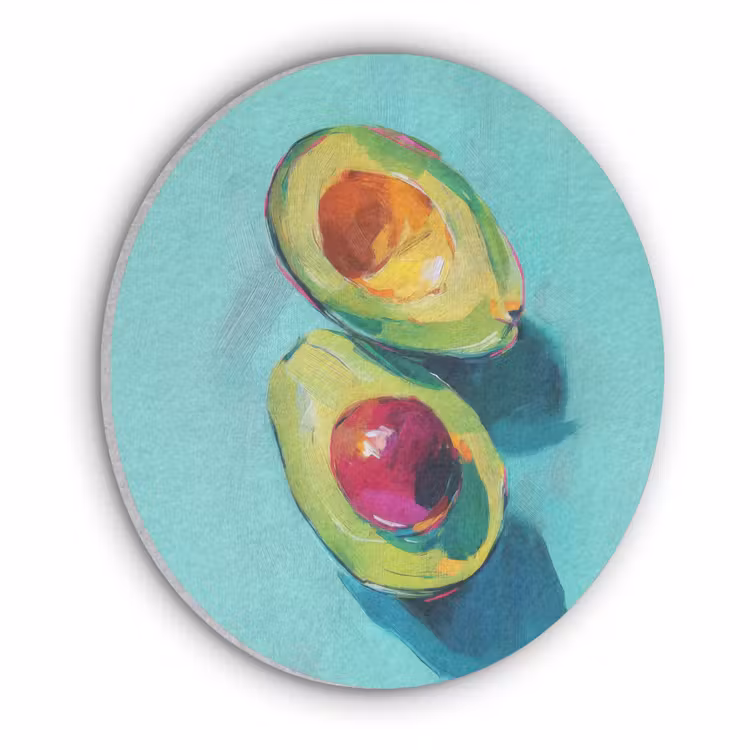 Avocado - Groen - Pit - Schaduw Akoestische PET Vilt - Rond klein -3d