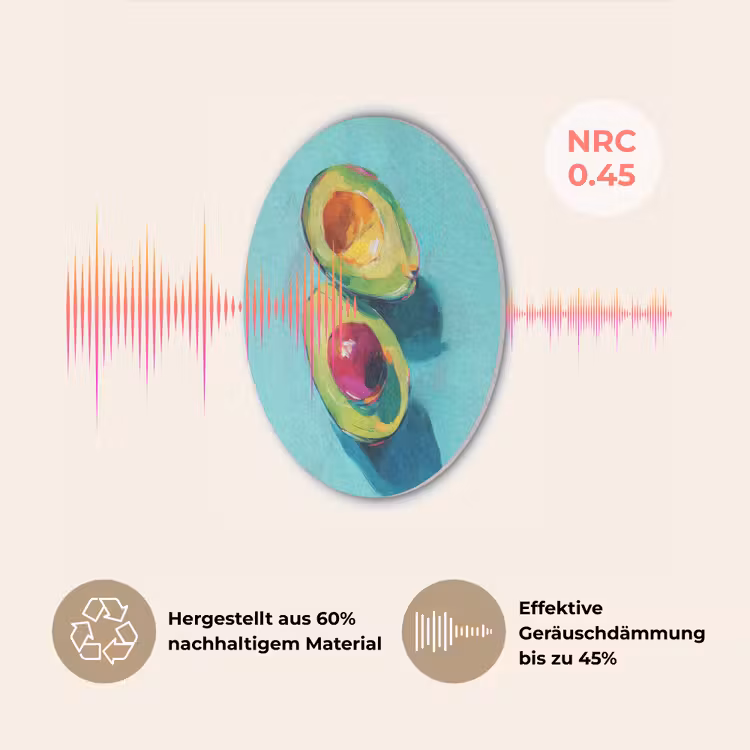 Avocado - Groen - Pit - Schaduw Akoestische PET Vilt - Rond klein -USP_DE
