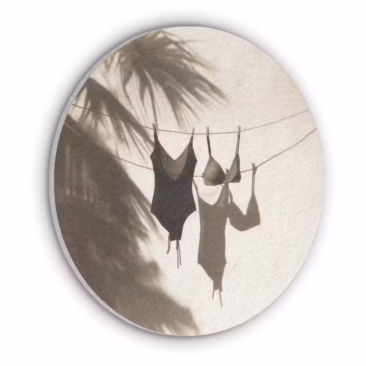 Badkleding - Palmbomen - Schaduw - Tropisch Akoestische PET Vilt - Rond klein -3d