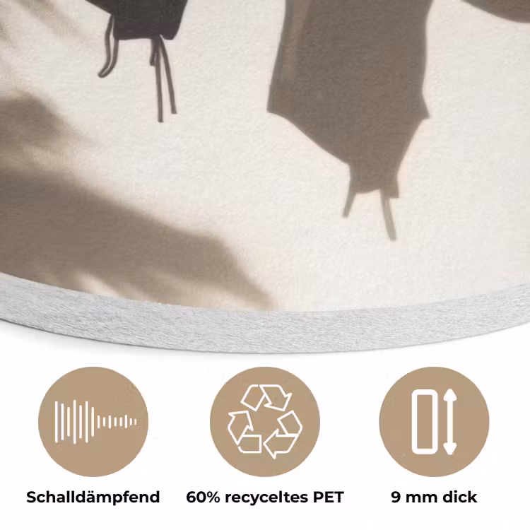 Badkleding - Palmbomen - Schaduw - Tropisch Akoestische PET Vilt - Rond klein -closeup_DE