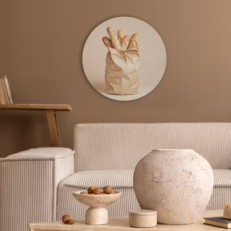Baguette - Brood - Stokbrood - Beige Akoestische PET Vilt - Rond klein -sfeer1