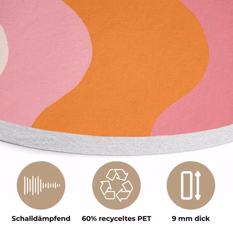 Banen - Golven - Kleurrijk - Verticaal Akoestische PET Vilt - Rond klein -closeup_DE