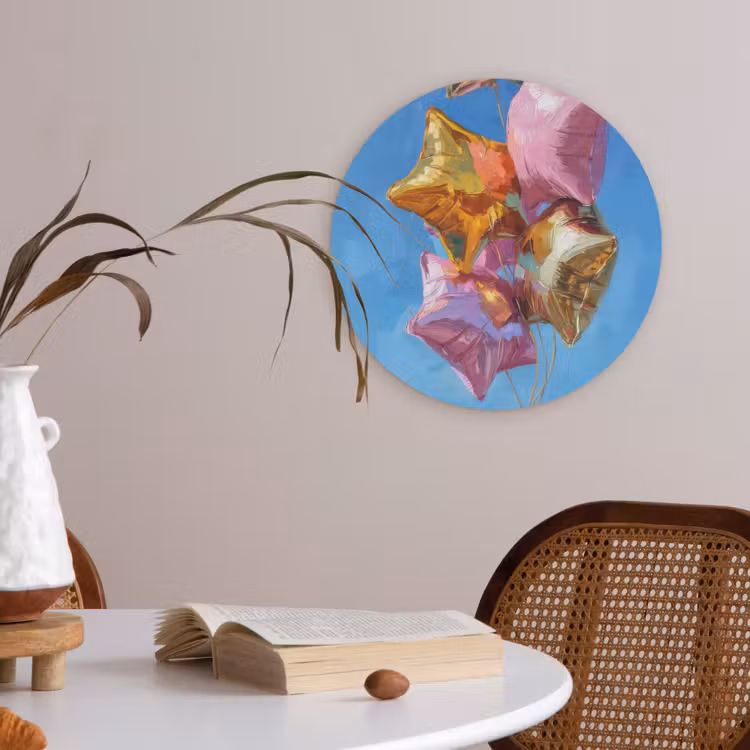 Ballonnen - Goud - Stervorm - Roze Akoestische PET Vilt - Rond klein -sfeer3