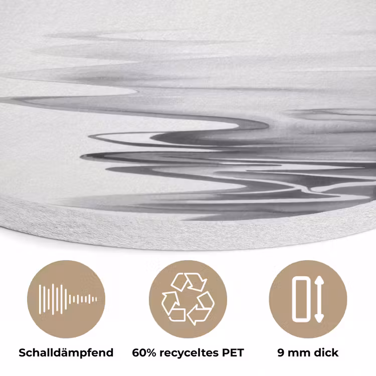 Bamboestammen - Water - Minimalistisch - Wit Akoestische PET Vilt - Rond klein -closeup_DE