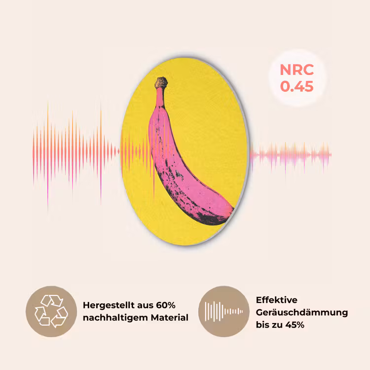 Banaan - Grafisch - Geel Akoestische PET Vilt - Rond klein -USP_DE