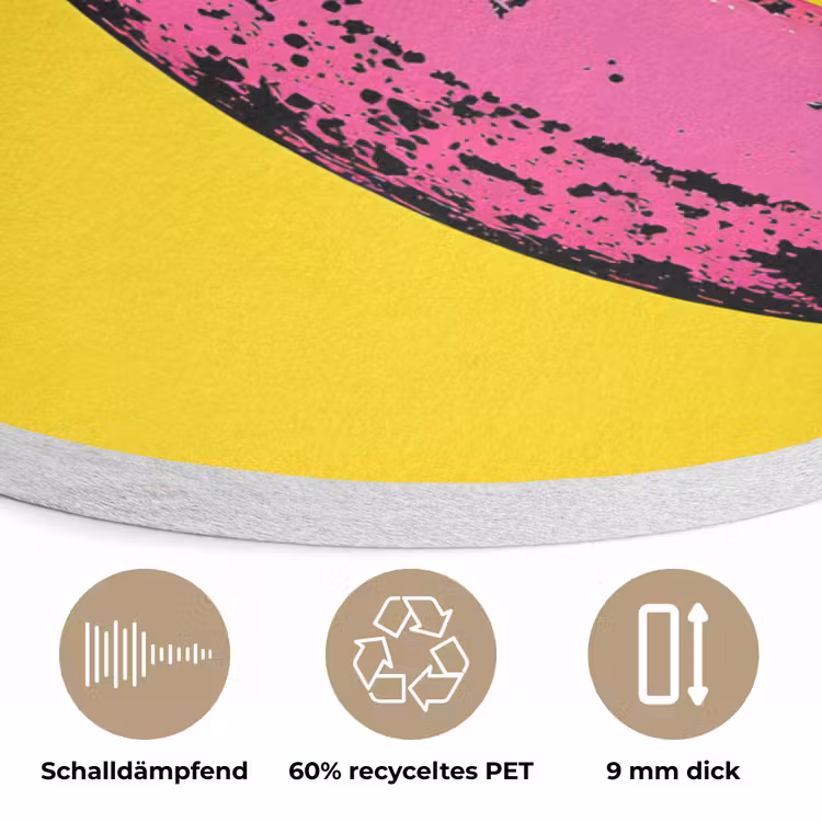 Banaan - Grafisch - Geel Akoestische PET Vilt - Rond klein -closeup_DE