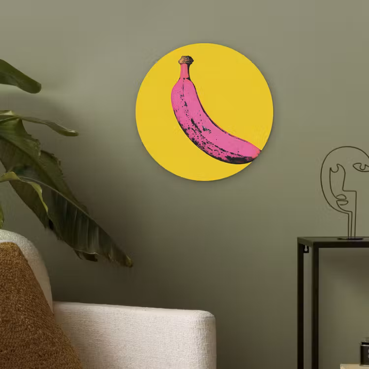 Banaan - Grafisch - Geel Akoestische PET Vilt - Rond klein -sfeer2