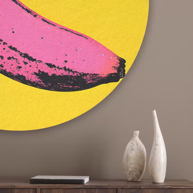 Banaan - Grafisch - Geel Akoestische PET Vilt - Rond klein -sfeer5_closeup