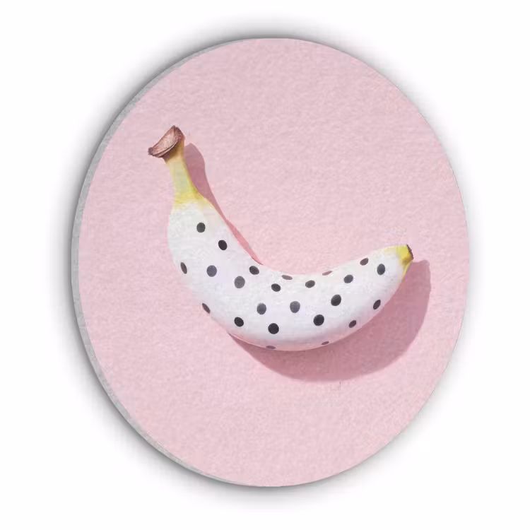 Banaan - Stippen - roze Akoestische PET Vilt - Rond klein -3d