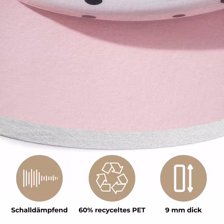 Banaan - Stippen - roze Akoestische PET Vilt - Rond klein -closeup_DE
