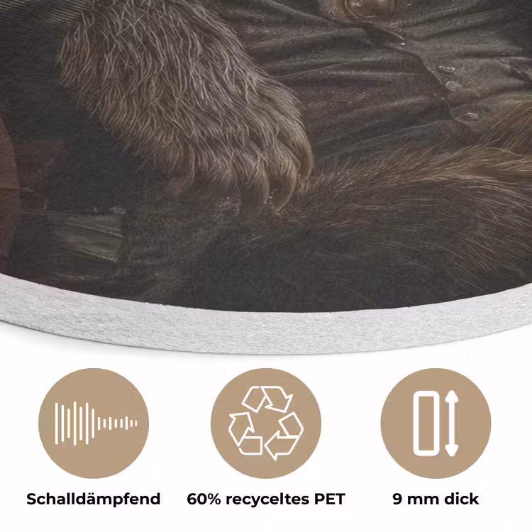 Beer - Bruin - Pak - Hoed Akoestische PET Vilt - Rond klein -closeup_DE