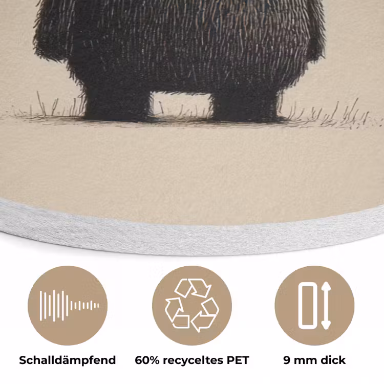 Beer - Donkerbruin - Minimalistisch Akoestische PET Vilt - Rond klein -closeup_DE