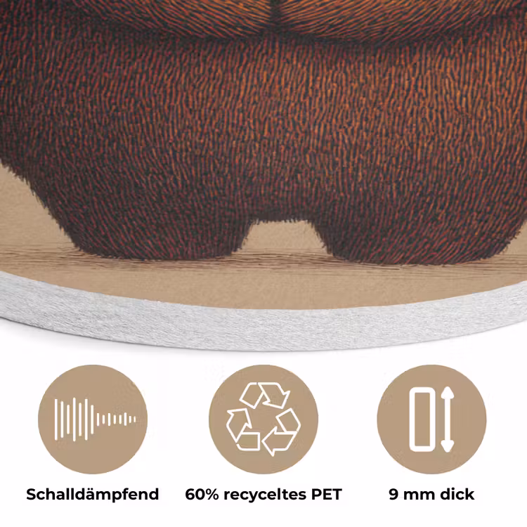 Beer - Minimalistisch - Bruin Akoestische PET Vilt - Rond klein -closeup_DE