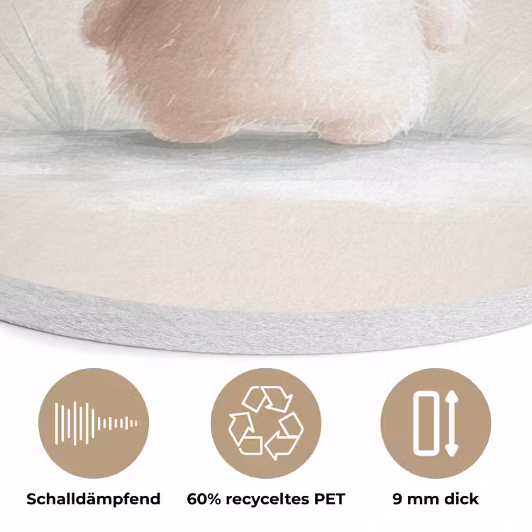 Beertje - Sneeuwvlokje - Wit - Pluizig Akoestische PET Vilt - Rond klein -closeup_DE