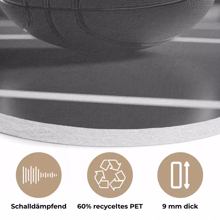 Basketbal - Basketbalveld - Lichtlijnen Akoestische PET Vilt - Rond klein -closeup_DE