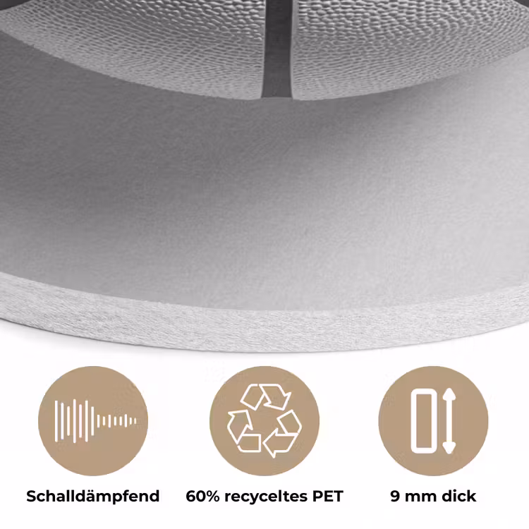 Basketbal - Wit - Schaduw - Lijnen Akoestische PET Vilt - Rond klein -closeup_DE