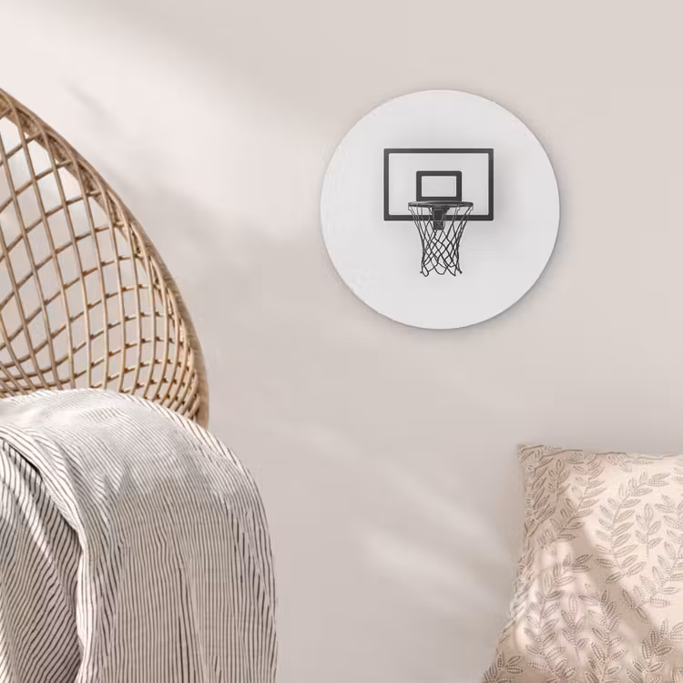 Basketbalbord - Minimalistisch - Zwart Akoestische PET Vilt - Rond klein -sfeer4