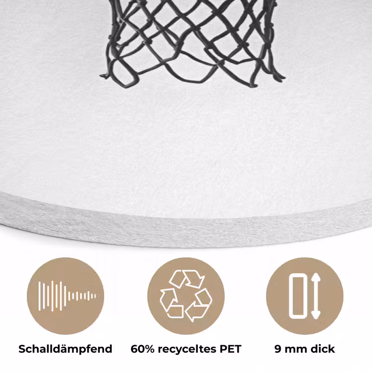 Basketbalbord - Minimalistisch - Zwart Akoestische PET Vilt - Rond klein -closeup_DE