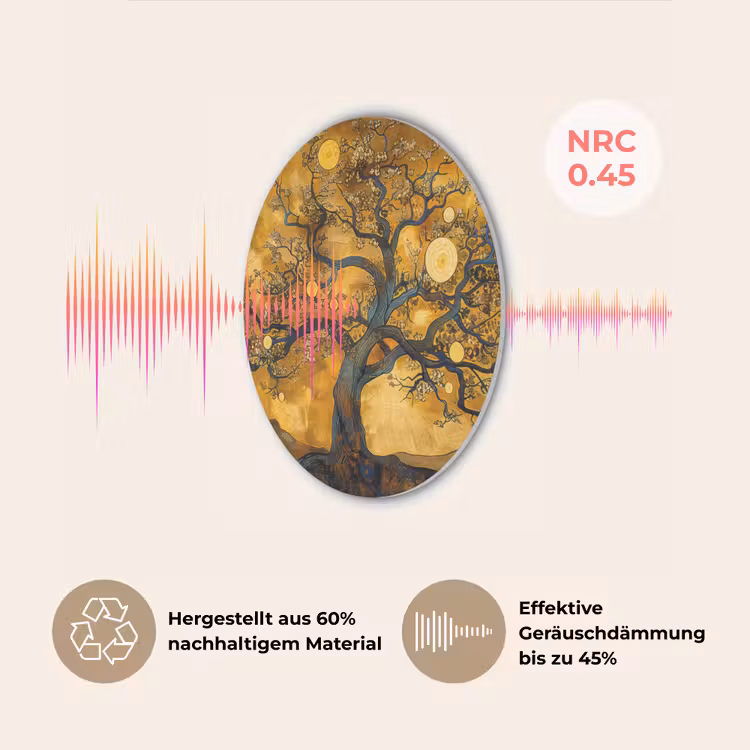 Boom - Levensboom - Abstract - Goud Akoestische PET Vilt - Rond klein -USP_DE