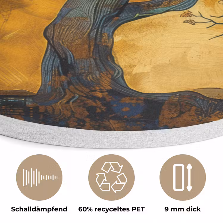 Boom - Levensboom - Abstract - Goud Akoestische PET Vilt - Rond klein -closeup_DE