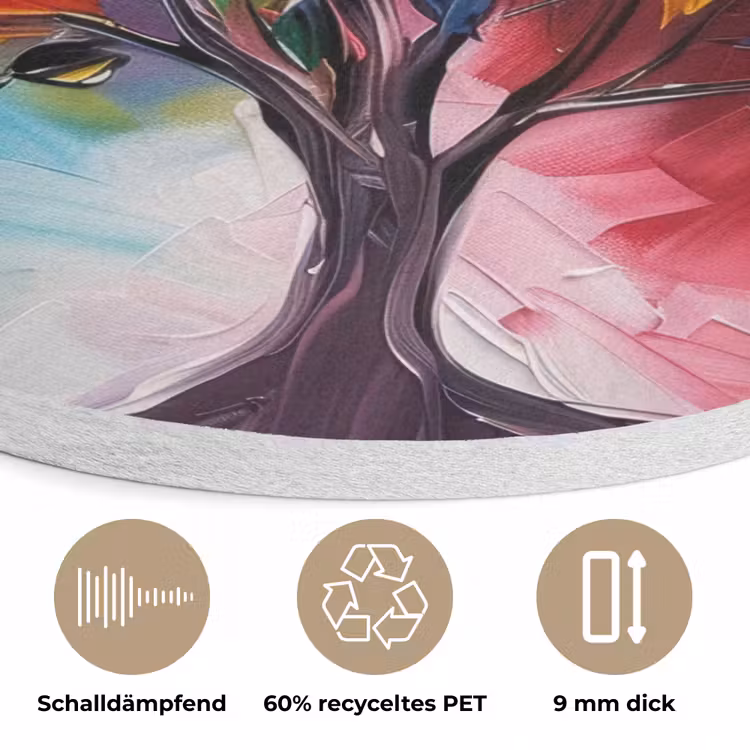 Boom - Levensboom - Kleurrijk - Abstract Akoestische PET Vilt - Rond klein -closeup_DE