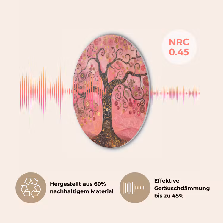 Boom - Levensboom - Roze - Goud Akoestische PET Vilt - Rond klein -USP_DE