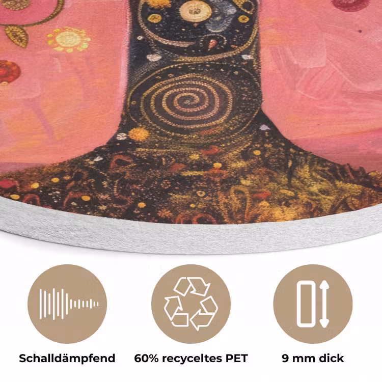 Boom - Levensboom - Roze - Goud Akoestische PET Vilt - Rond klein -closeup_DE