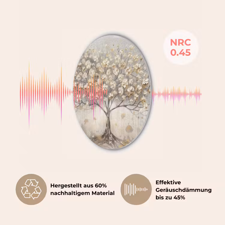 Boom - Beige - Goud - Verflook - Grijs Akoestische PET Vilt - Rond klein -USP_DE