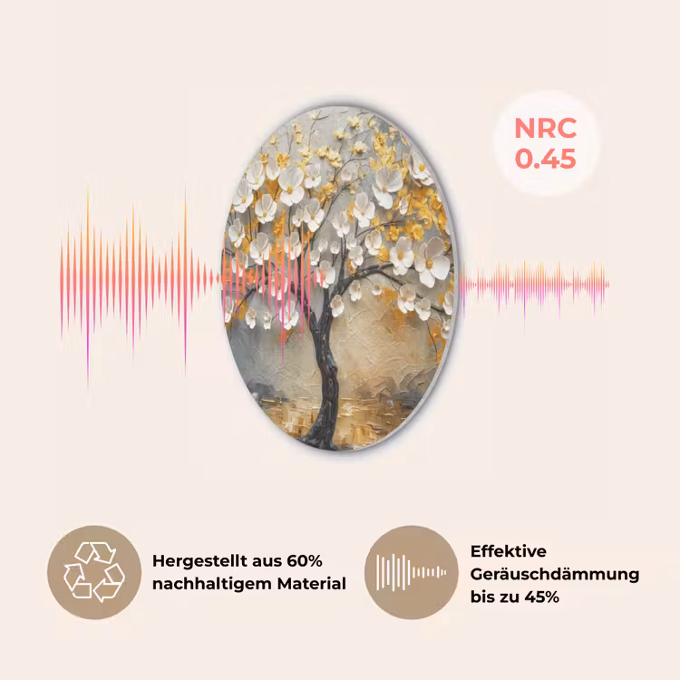Boom - Bloemen - Goud - Beige Akoestische PET Vilt - Rond klein -USP_DE