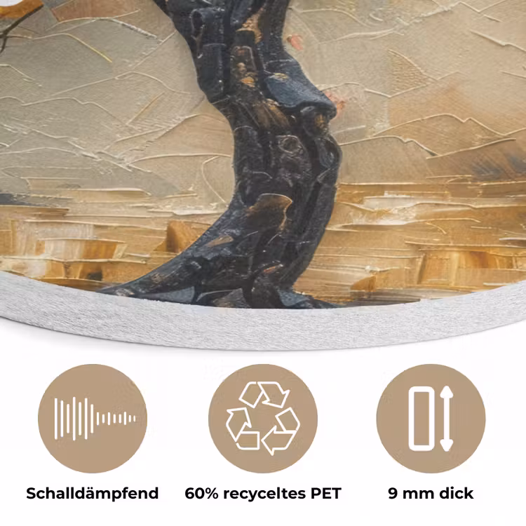 Boom - Bloemen - Goud - Beige Akoestische PET Vilt - Rond klein -closeup_DE