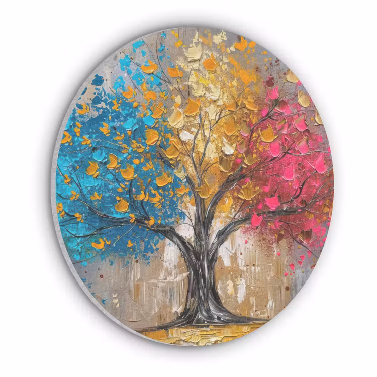 Boom - Kleurrijk - Grijs - Modern Akoestische PET Vilt - Rond klein -3d