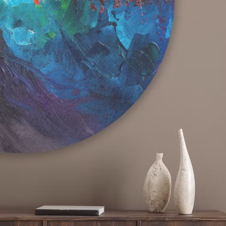 Boom - Kleurrijk - Modern - Abstract Akoestische PET Vilt - Rond klein -sfeer5_closeup
