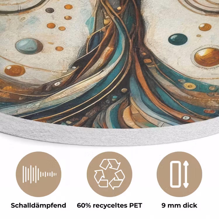 Levensboom - Boom - Abstract - Modern Akoestische PET Vilt - Rond klein -closeup_DE