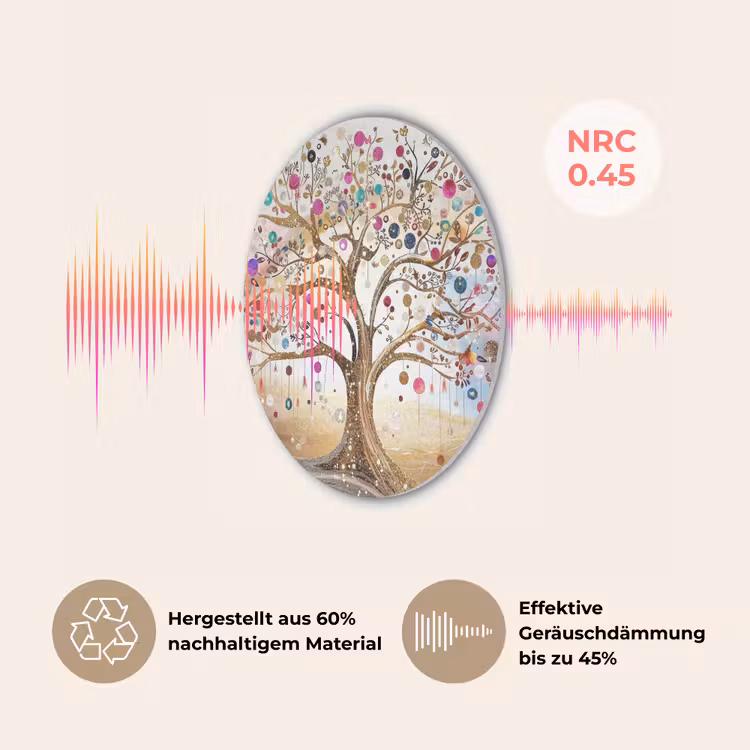 Levensboom - Goud - Kleurrijk - Abstract - Aesthetic Akoestische PET Vilt - Rond klein -USP_DE