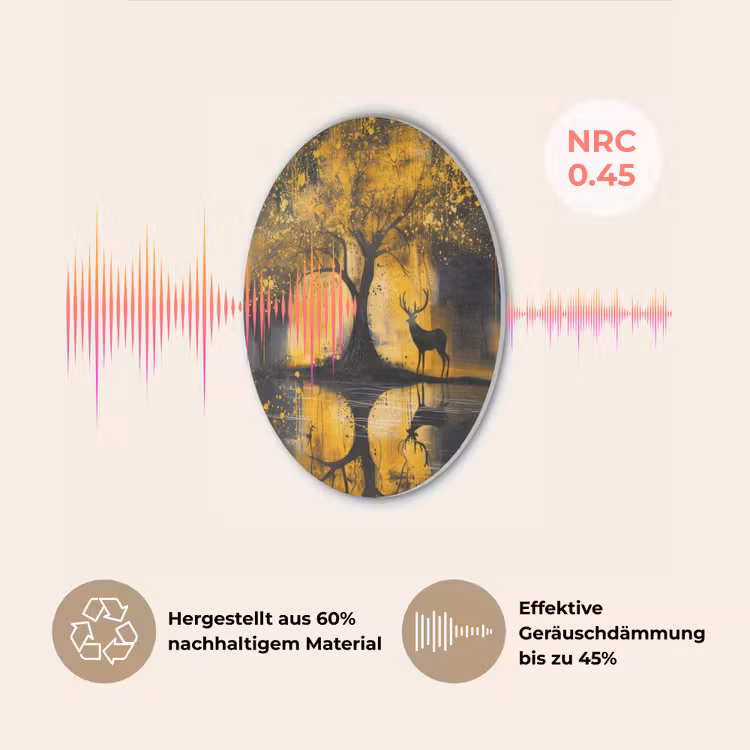 Boom - Verflook - Hert - Natuur - Goud Akoestische PET Vilt - Rond klein -USP_DE