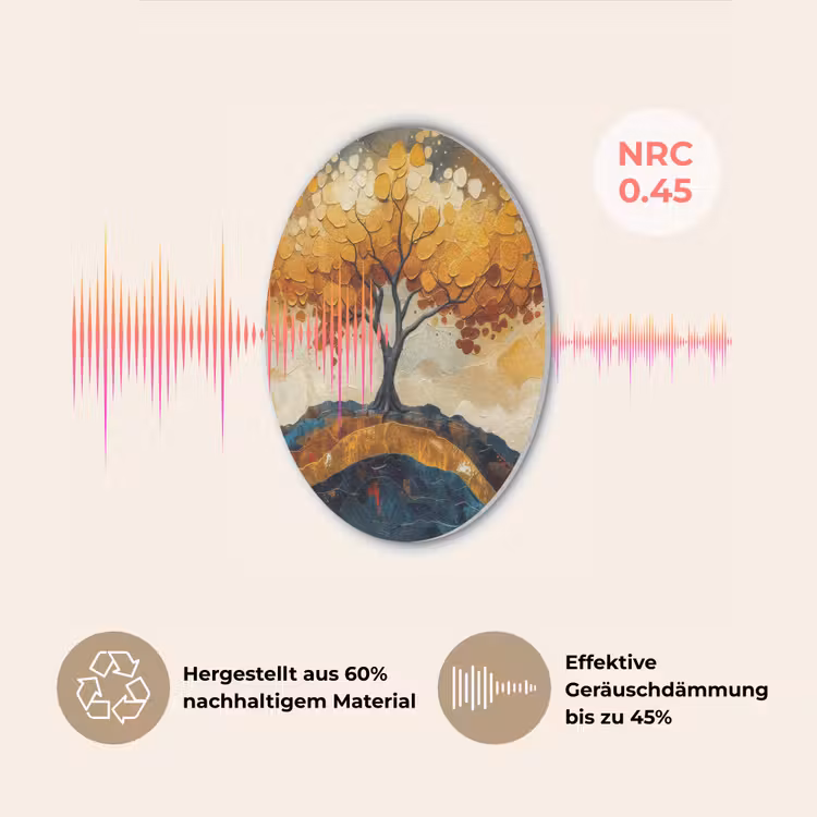 Boom - Natuur - Goud - Modern Akoestische PET Vilt - Rond klein -USP_DE