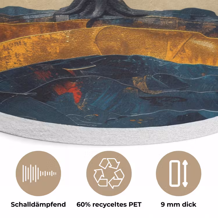 Boom - Natuur - Goud - Modern Akoestische PET Vilt - Rond klein -closeup_DE