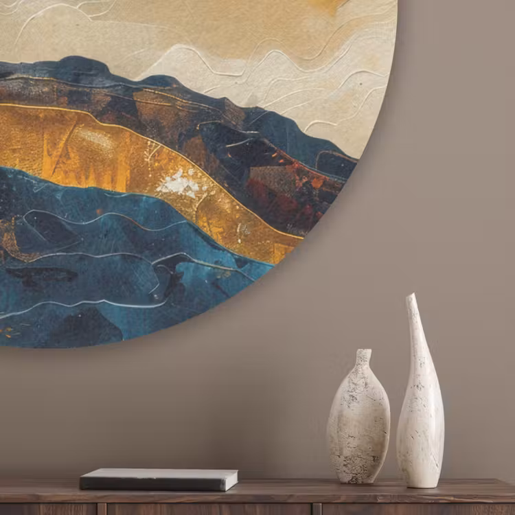 Boom - Natuur - Goud - Modern Akoestische PET Vilt - Rond klein -sfeer5_closeup