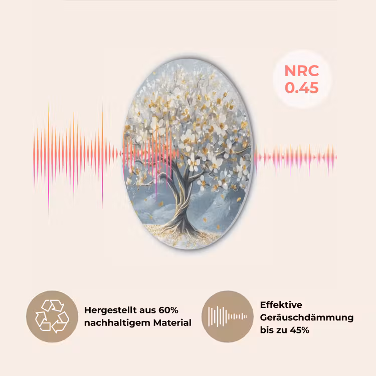 Boom - Winter - Levensboom - Modern - Goud Akoestische PET Vilt - Rond klein -USP_DE