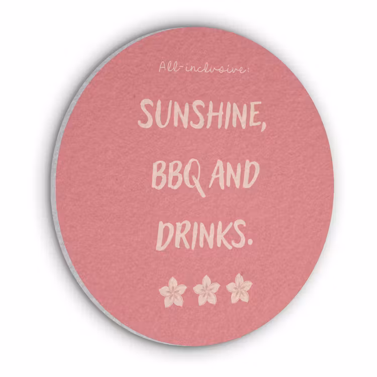 BBQ - Quote - Roze - Zomer Akoestische PET Vilt - Rond klein -3d