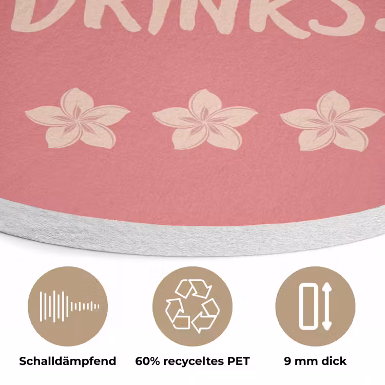 BBQ - Quote - Roze - Zomer Akoestische PET Vilt - Rond klein -closeup_DE
