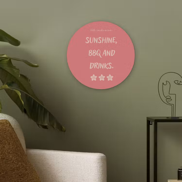 BBQ - Quote - Roze - Zomer Akoestische PET Vilt - Rond klein -sfeer2