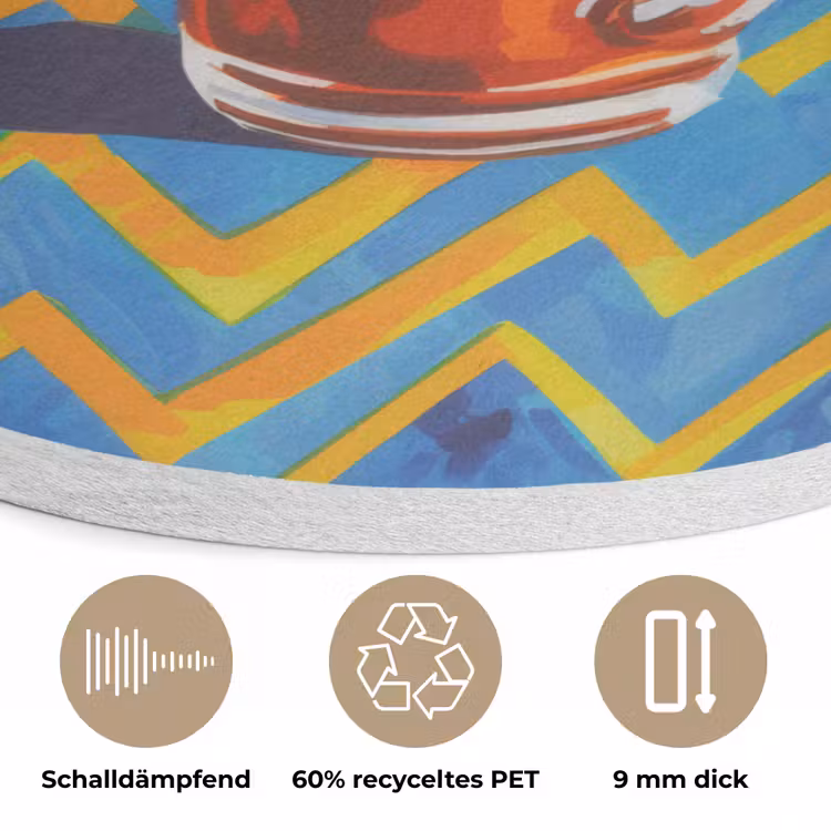 Mok - Koffie - Zigzag - Slagroom Akoestische PET Vilt - Rond klein -closeup_DE