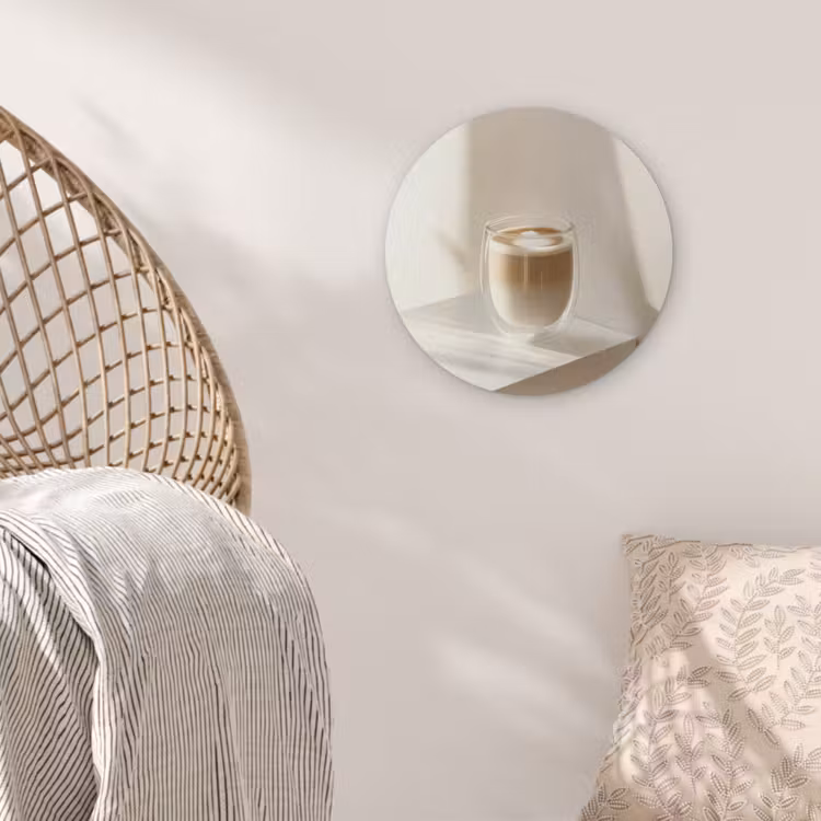 Mok - Latte - Minimalistisch - Schaduw Akoestische PET Vilt - Rond klein -sfeer4
