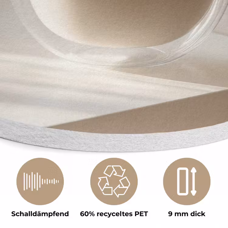Mok - Latte - Minimalistisch - Schaduw Akoestische PET Vilt - Rond klein -closeup_DE