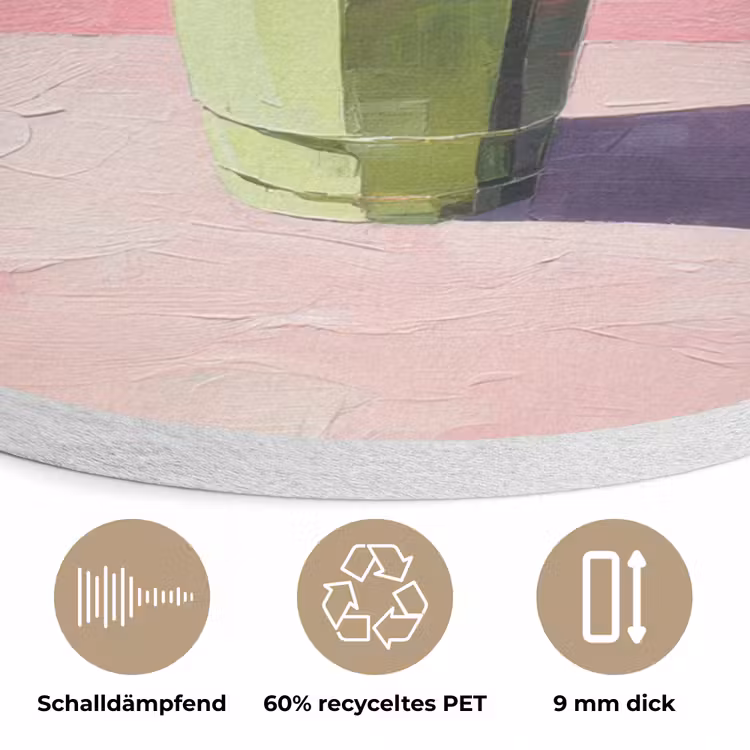 Beker - Rietje - Minimalistisch - Groen Akoestische PET Vilt - Rond klein -closeup_DE