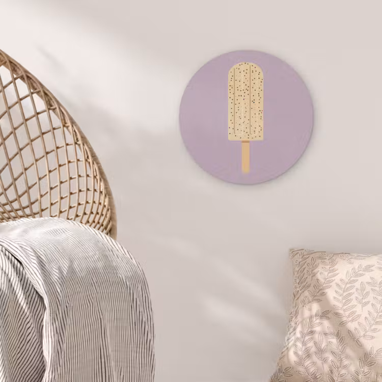Beige - Ijsje - Spikkels Akoestische PET Vilt - Rond klein -sfeer4