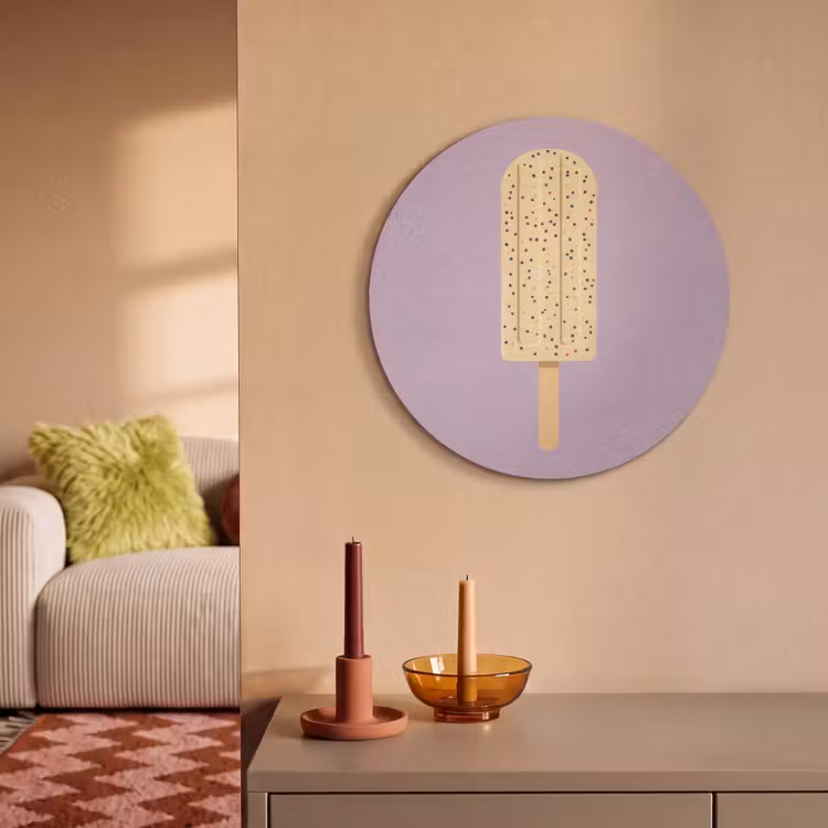 Beige - Ijsje - Spikkels Akoestische PET Vilt - Rond klein -sfeer1