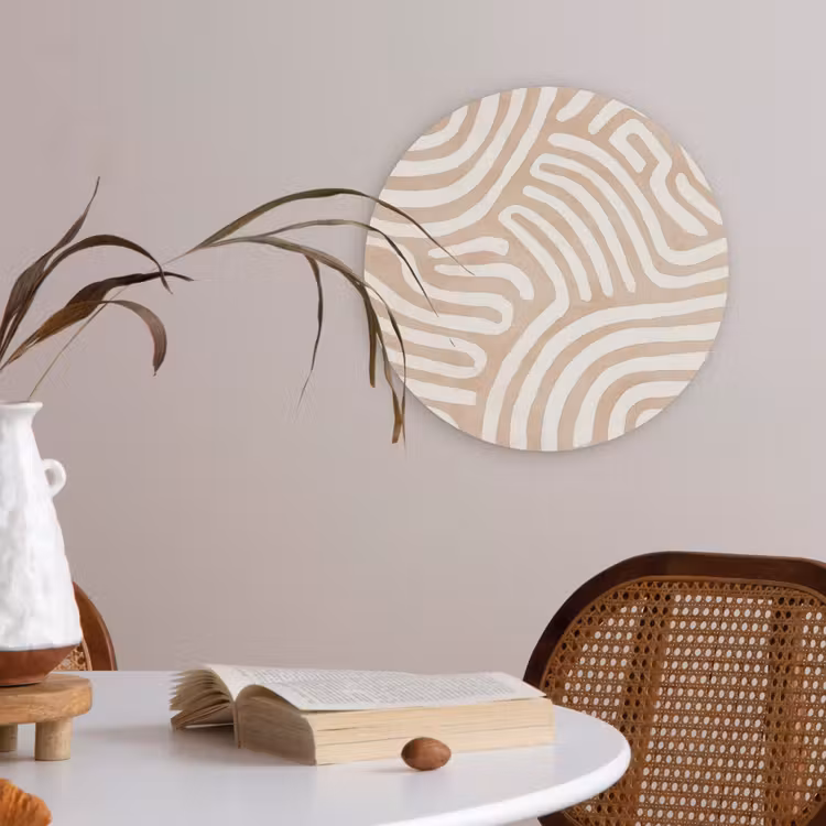 Beige - Aardspatroon Akoestische PET Vilt - Rond klein -sfeer3