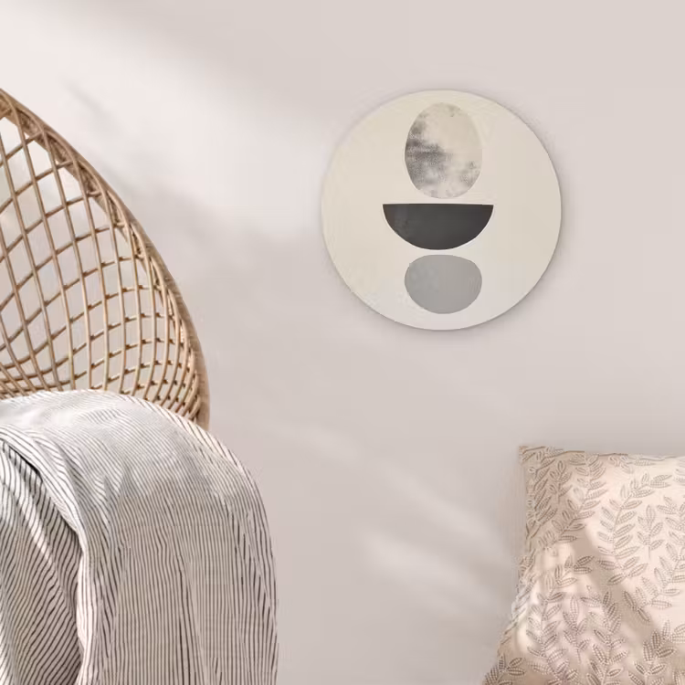 Beige - Japandi - Wabi sabi Akoestische PET Vilt - Rond klein -sfeer4